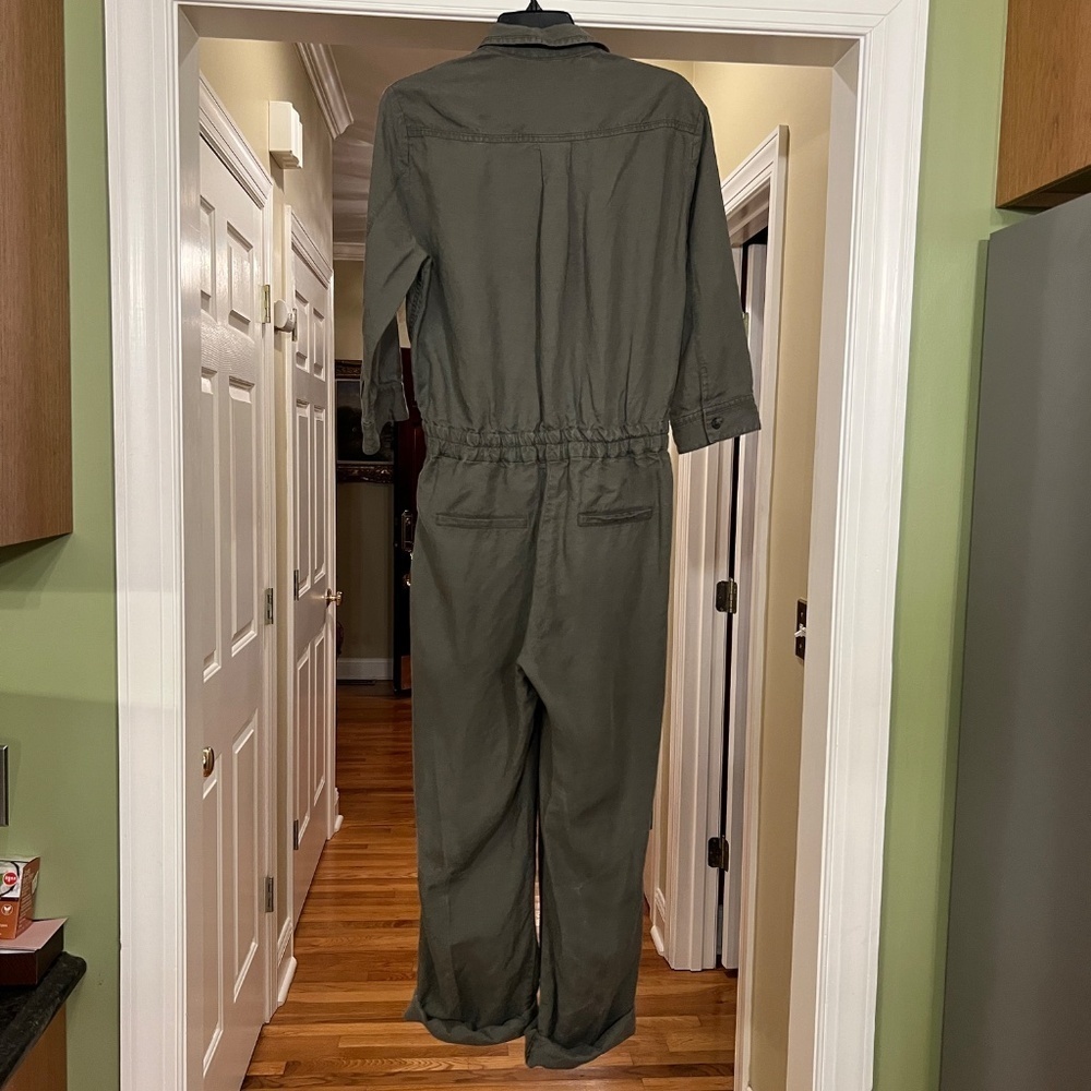 $520 EUC Women's Gerard Darel Nolwenn Khaki Army Green Jumpsuit Size 40 or 8 - Picture 9 of 11
